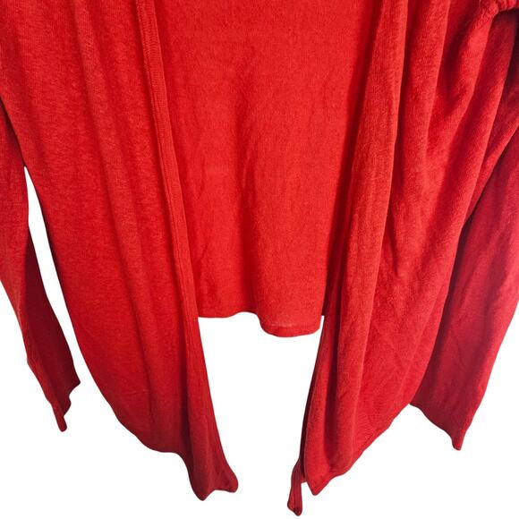 Lauren Ralph Lauren Womens Linen Sweater Cardigan Holiday Red Classic Preppy M - Picture 3 of 8
